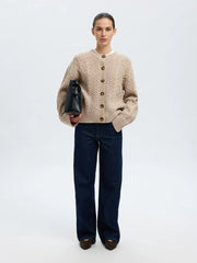 Nelly knit o-neck cardigan Beige