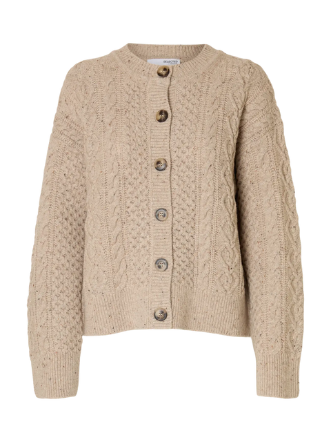 Nelly knit o-neck cardigan Beige