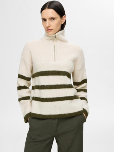 Maline LS Half Zip Beige