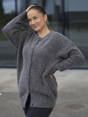 Sia ras long cardigan Grå