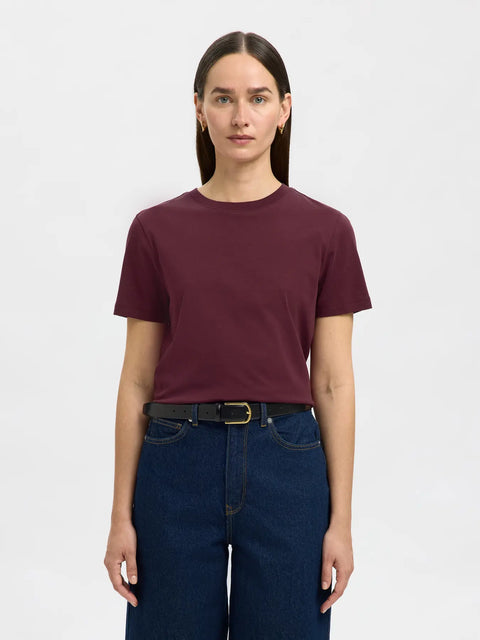 MyEssential O-Neck Tee Burgunder