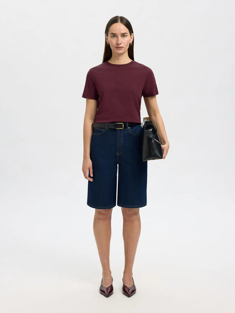 MyEssential O-Neck Tee Burgunder
