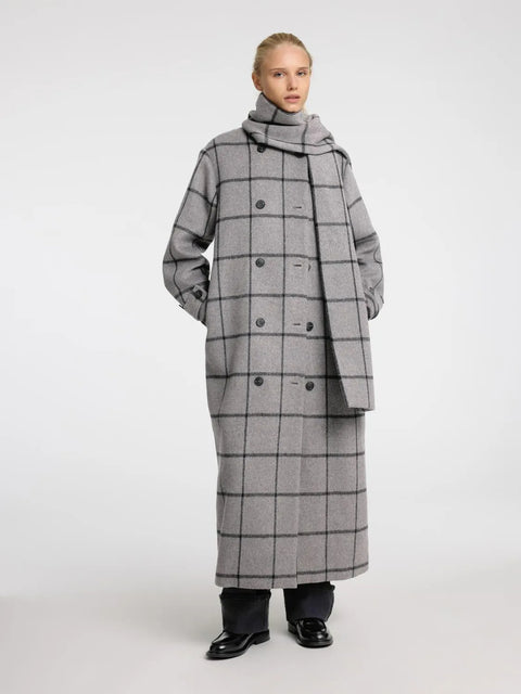 SLF Helle long wool scarf coat Grå