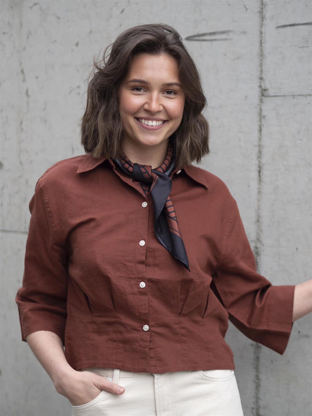 Sara silk Scarf Brun