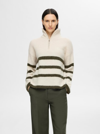 Maline LS Half Zip Beige