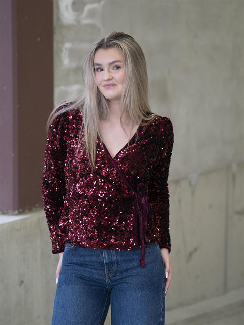 Elle wrap Top Burgunder