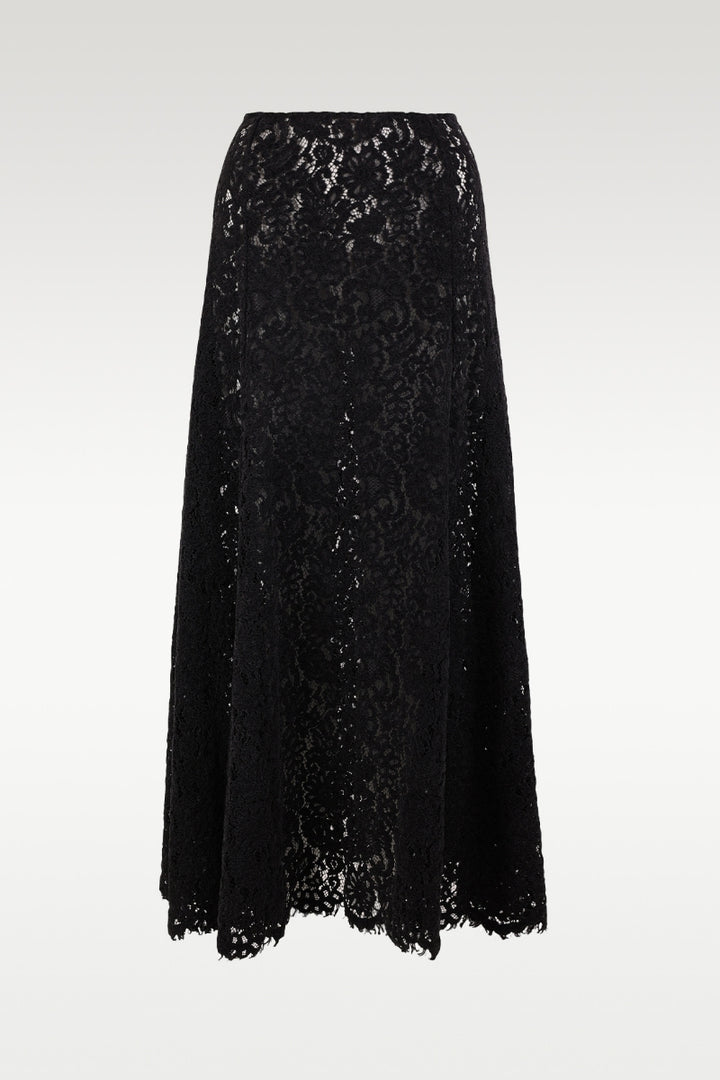 Lace velvet skirt Sort