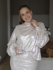 Maia Sequin Blouse Beige