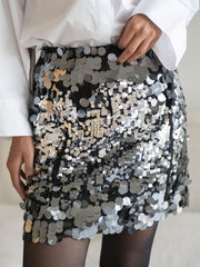 Tana short sequins skirt Sølv