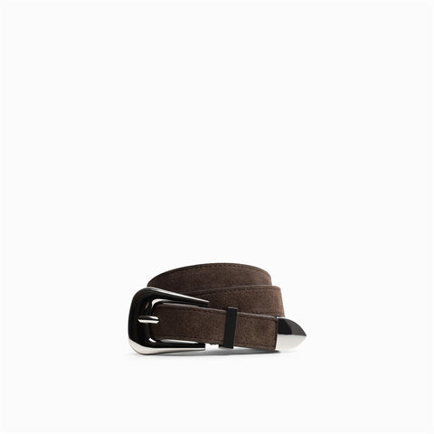 Glam western belt Mørkebrun