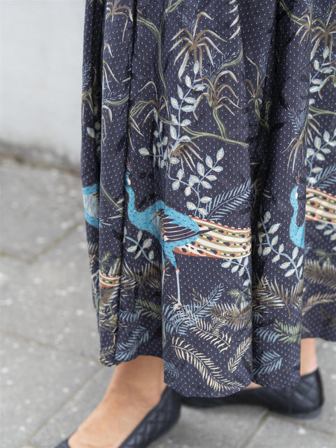 Jacquard Midi Dress Mørk Blå Melert