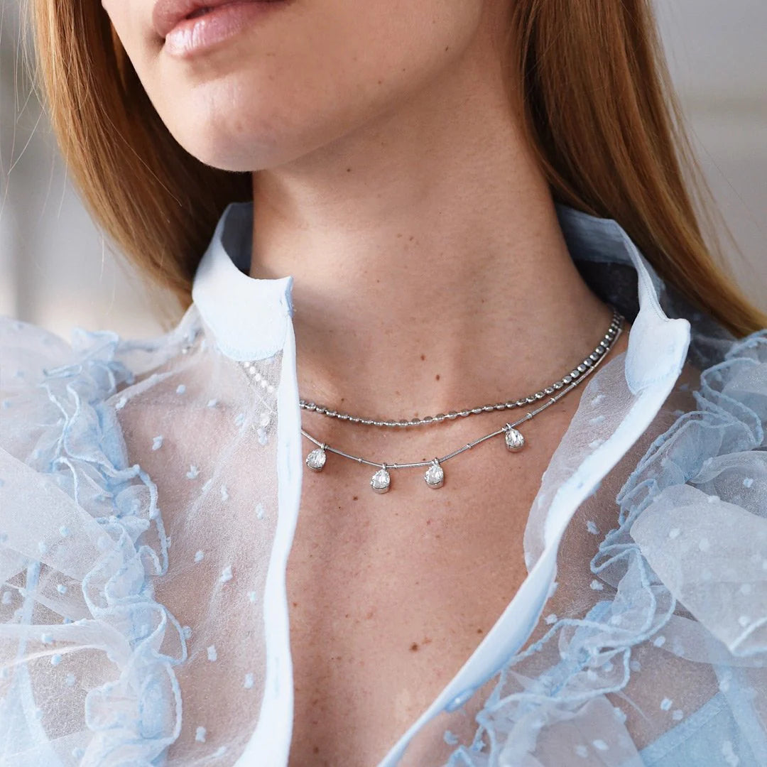 Diamond chain necklace Sølv