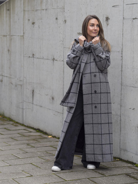 SLF Helle long wool scarf coat Grå