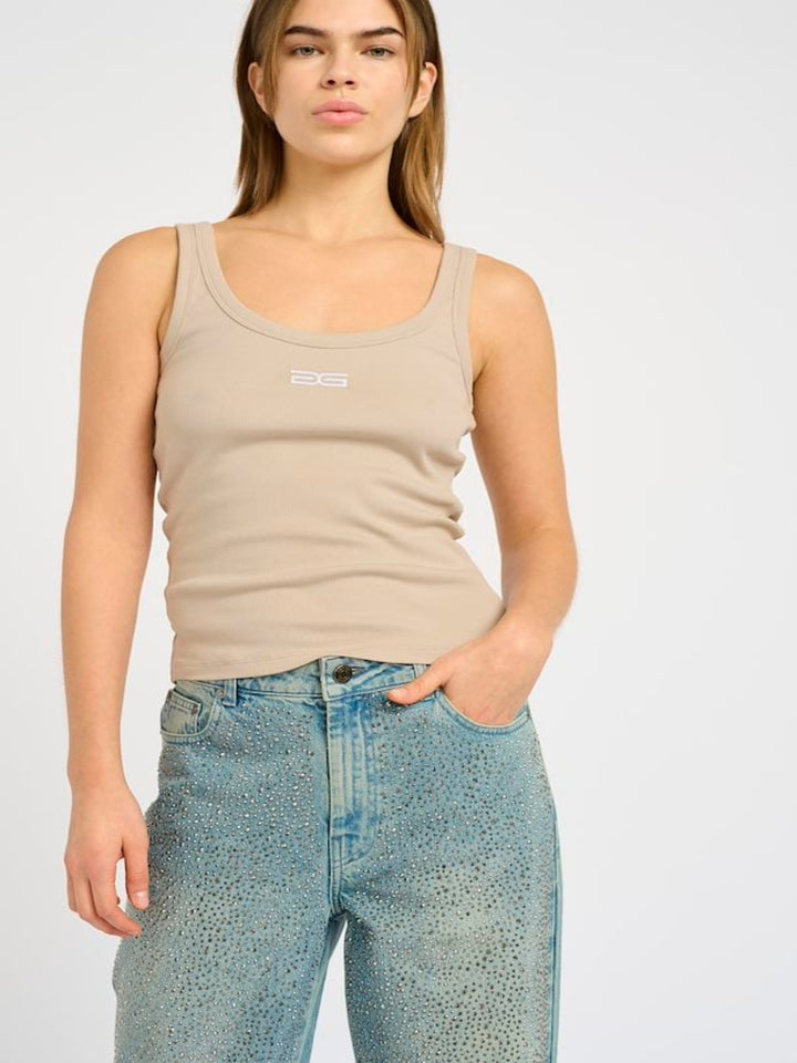Drew Logo Tank Beige
