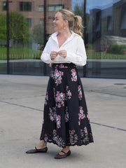 Poplin maxi skirt Sort