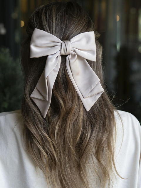 Bella Satin Bow Beige