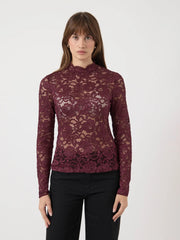 Lacey lace top Burgunder