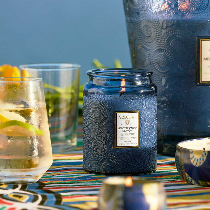 Large Jar Candle Mediterranean Lemon Blå
