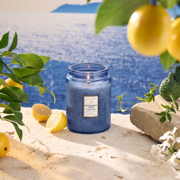 Large Jar Candle Mediterranean Lemon Blå