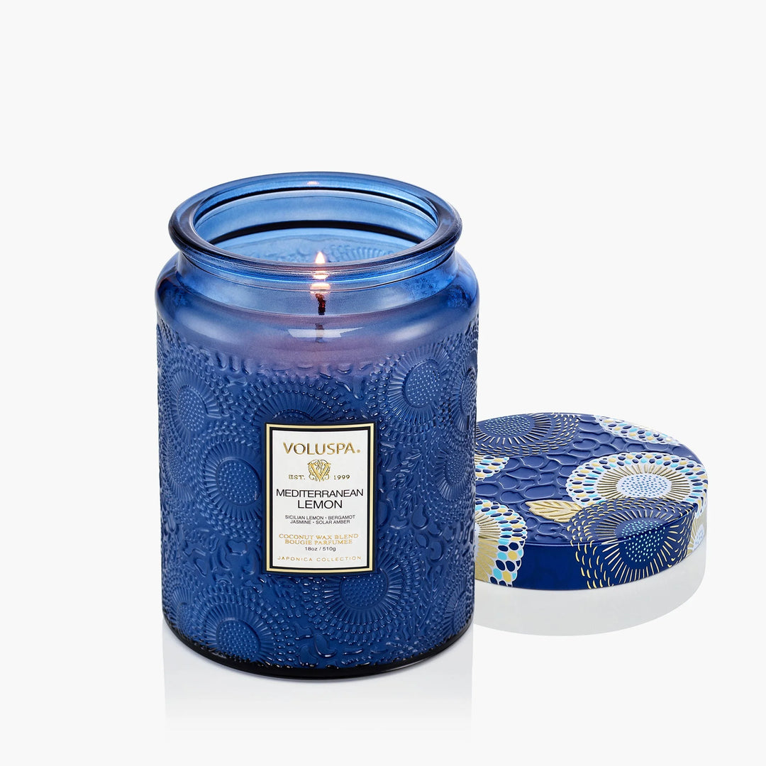 Large Jar Candle Mediterranean Lemon Blå