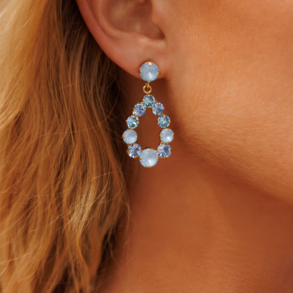 Mini Delia Earrings Gold Lysblå