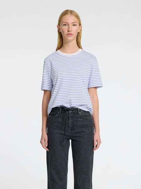 Essential Striped Boxy Tee Hvit/Blå