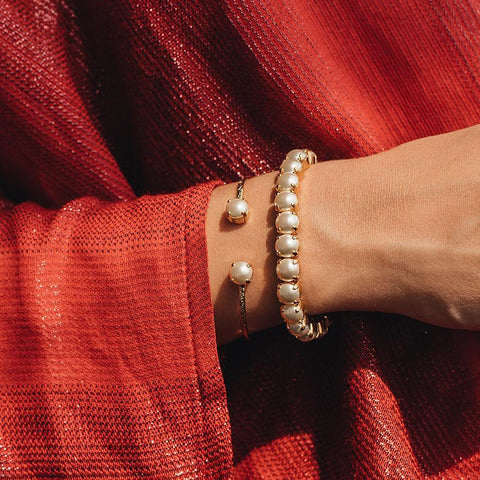 Gia Stud Bracelet Gold Pearl Gull