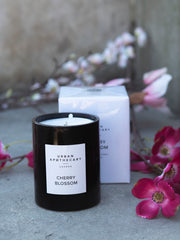 Black Glass Candle Cherry Blossom Sort