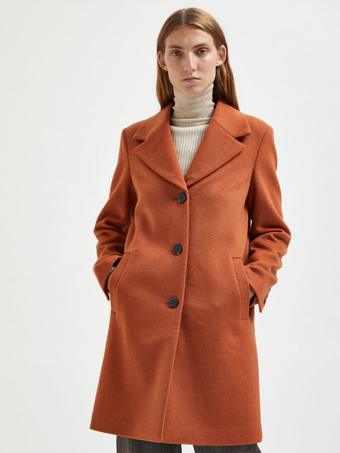 Sasja Wool coat Amber Brown Brun