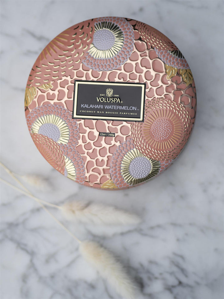 3 wick Tin Kalahari Watermelon Rosa