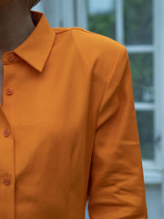 Raw Shirt Dress Orange