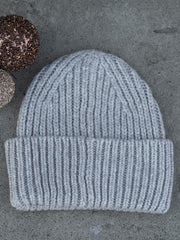 W Chunky Rib Beanie Lys Grå Melert