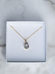 Mini drop necklace Gold Lysblå