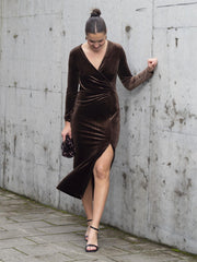 Tara velvet ankel dress Brun