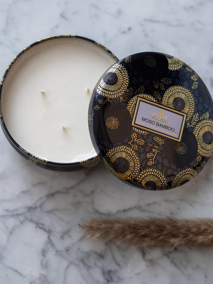 3 Wick Candle Tin Moso Bamboo Sort