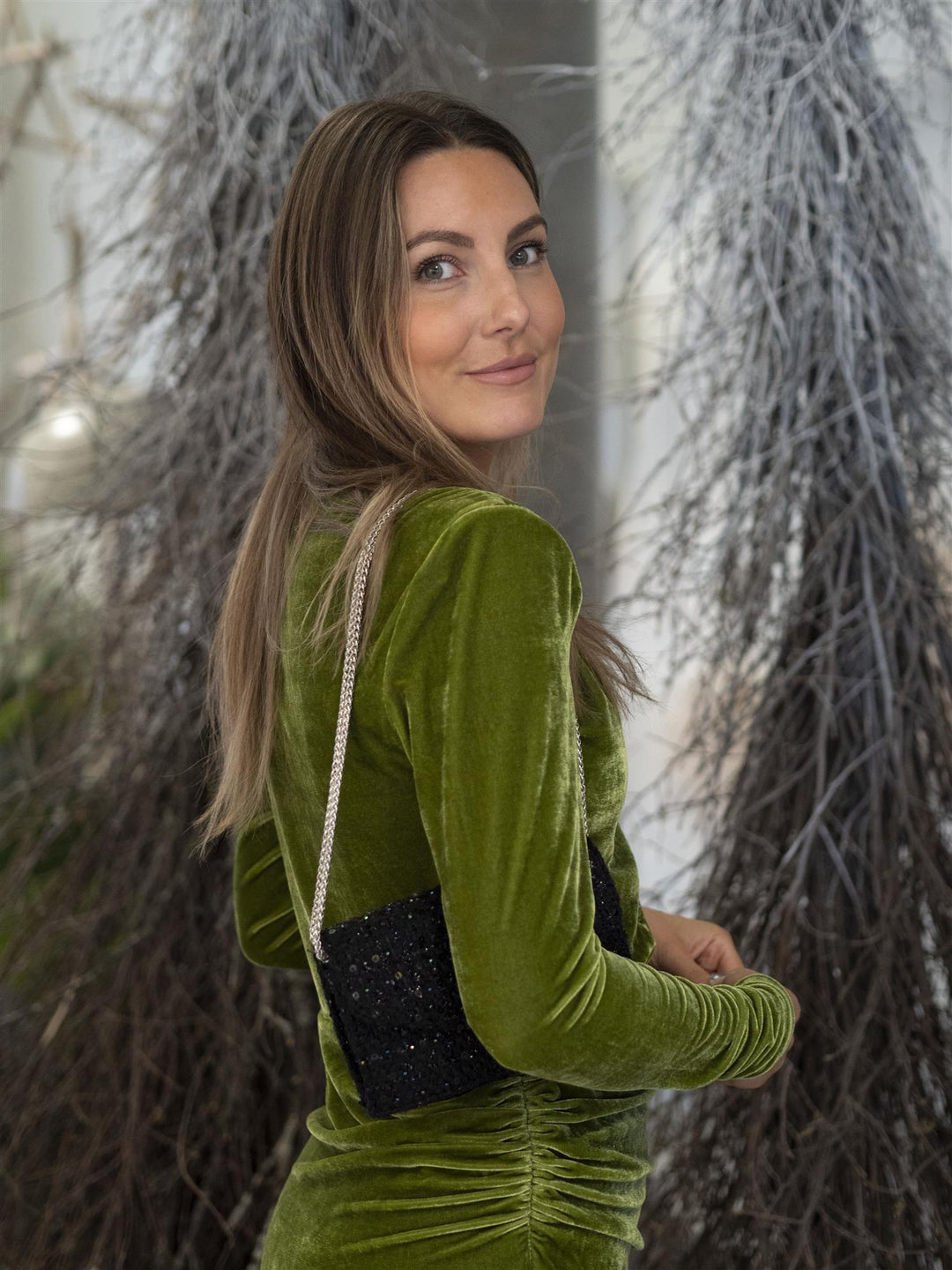 Velvet short dress Lime