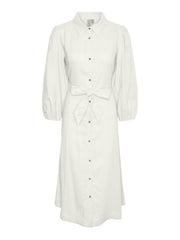 Flaxy 3/4 Linen Shirt Dress Hvit