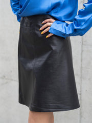 New Ibi MW Leather Skirt Sort