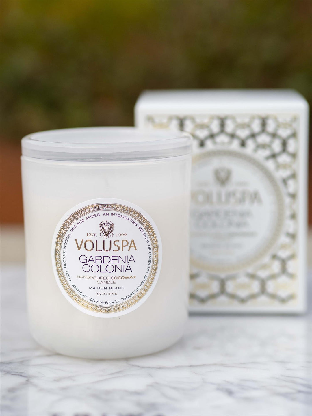 Gardenia Colonia Boxed Candle Hvit