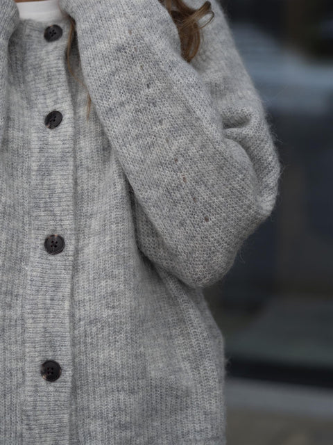 Lulu LS knit Short Cardigan Grå