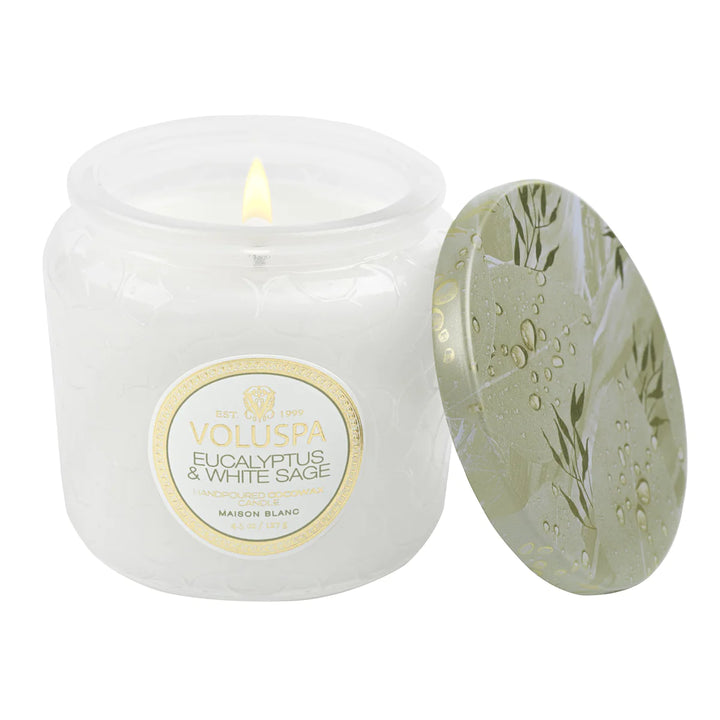 Petite Candle Eucalyptus &amp; White Hvit