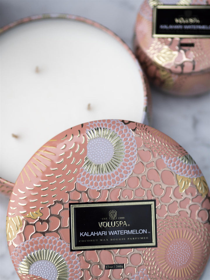 3 wick Tin Kalahari Watermelon Rosa