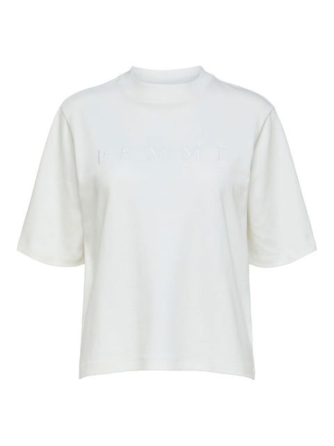 Jolie SS Broderie Tee Offwhite