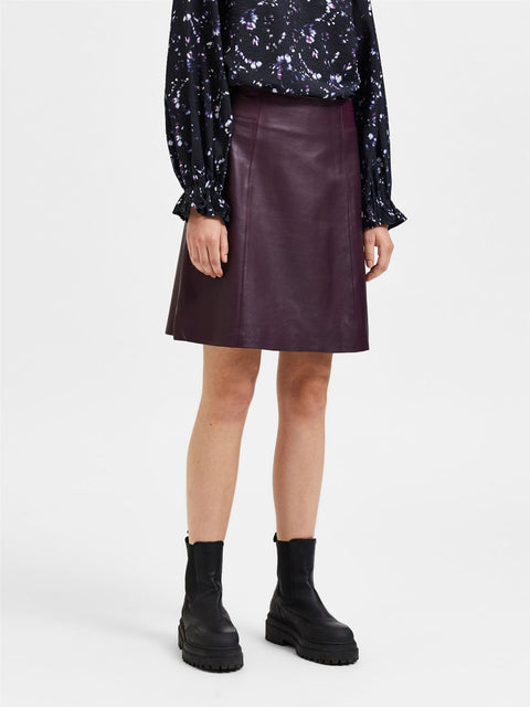 New Ibi Leather Skirt Burgunder