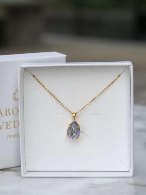 Mini drop necklace Gold Lysblå
