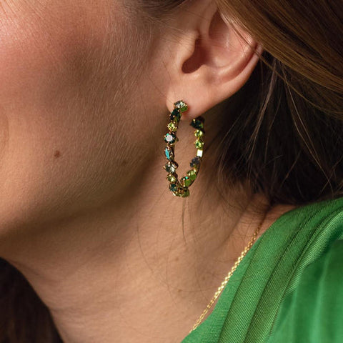 Antonia loop earrings crystal Grønn