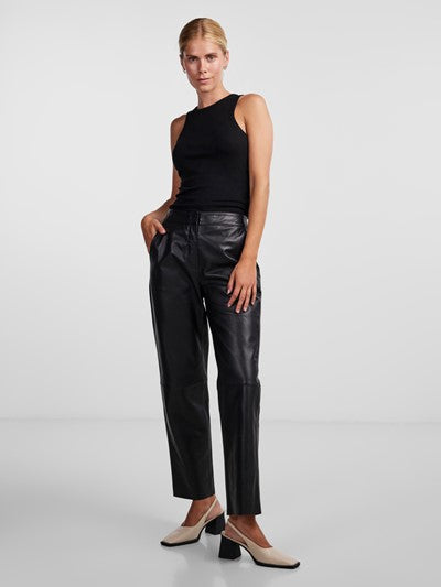 line Leather Pant Sort