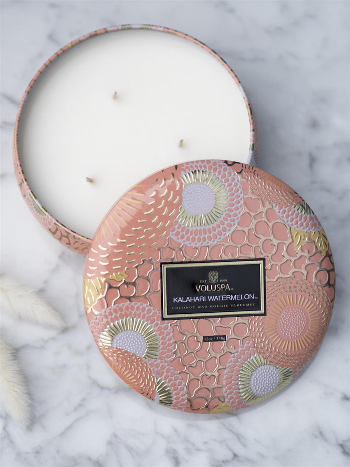 3 wick Tin Kalahari Watermelon Rosa