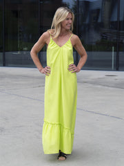 Thea long strap dress Lime