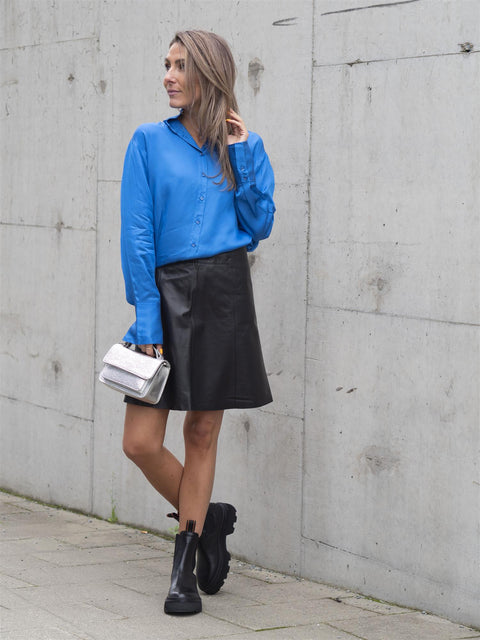 New Ibi MW Leather Skirt Sort